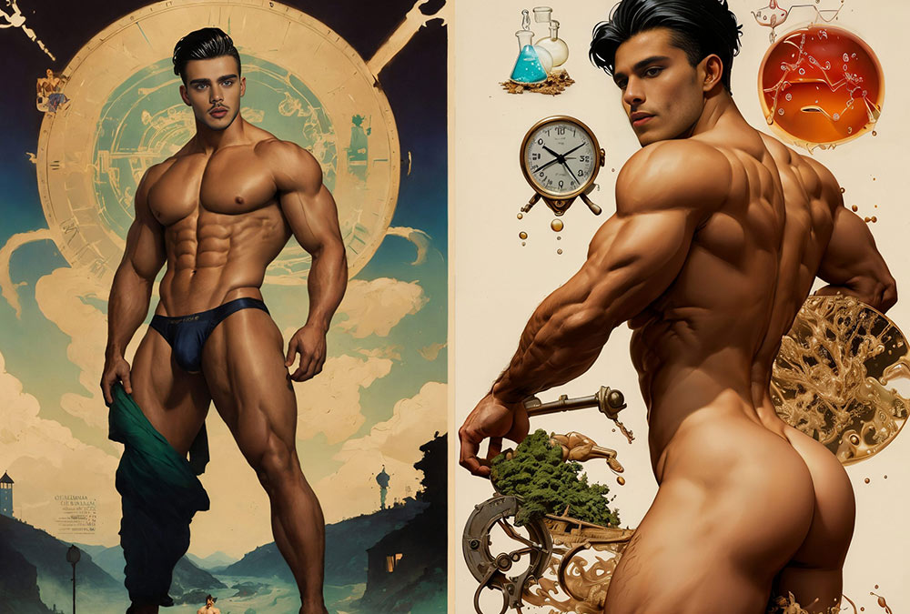 Vintage Poster Fantasy': AI MEN WORLD Models Merge Art and Allure in a Stunning Collection